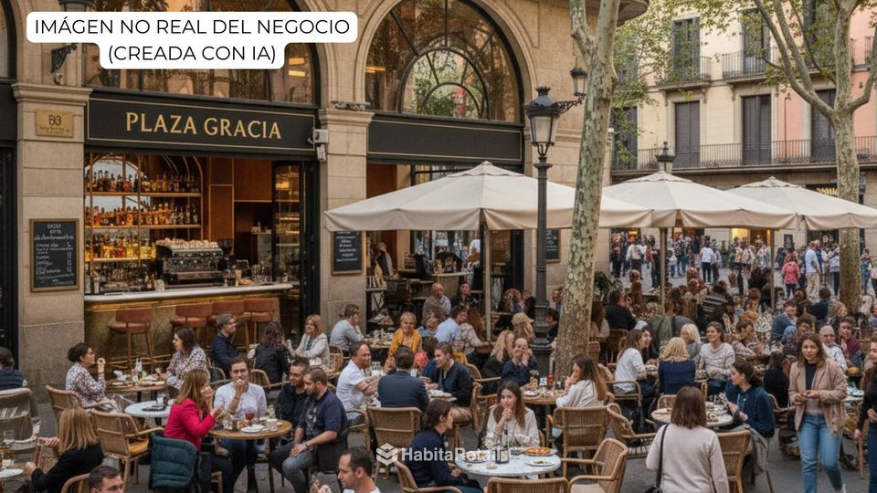 Imagen orientativa creada con IA: terraza en la plaza