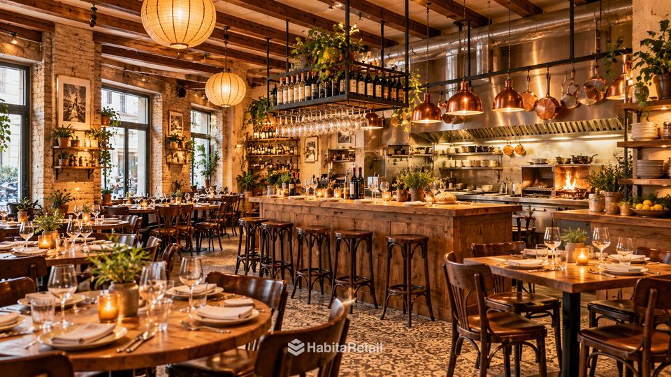 Imagen orientativa creada con IA: sala y barra