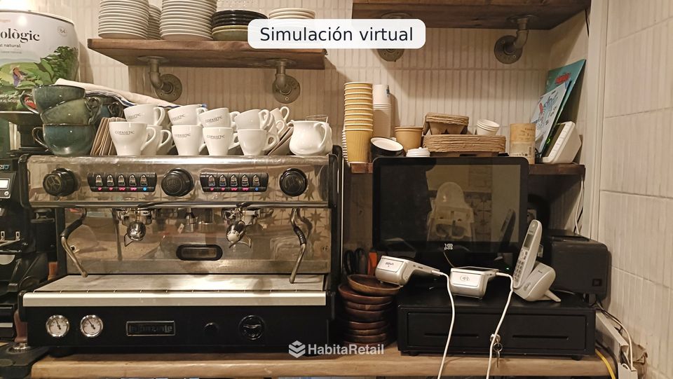 Barra con cafetera