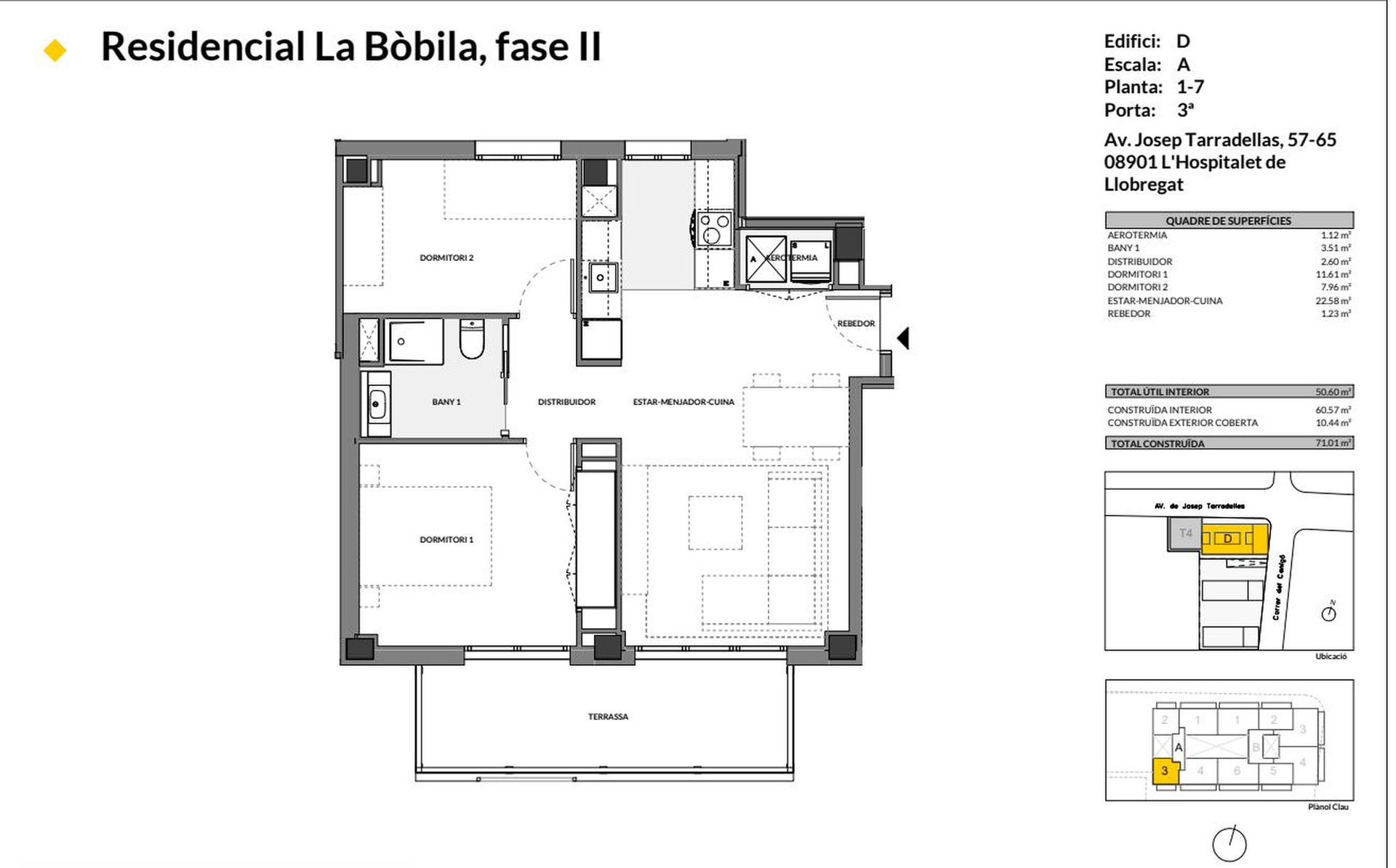 2 dormitorios y 1 baño · 71 m²