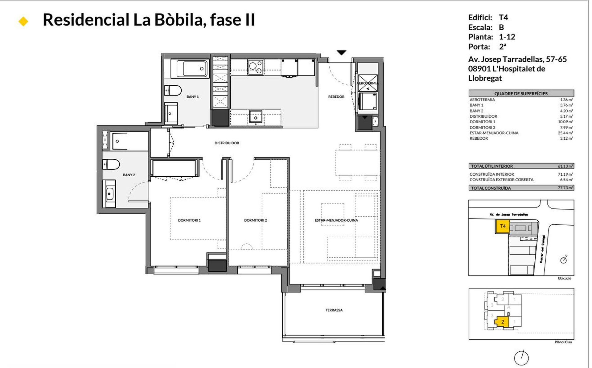 2 dormitorios y 2 baños · 78 m²