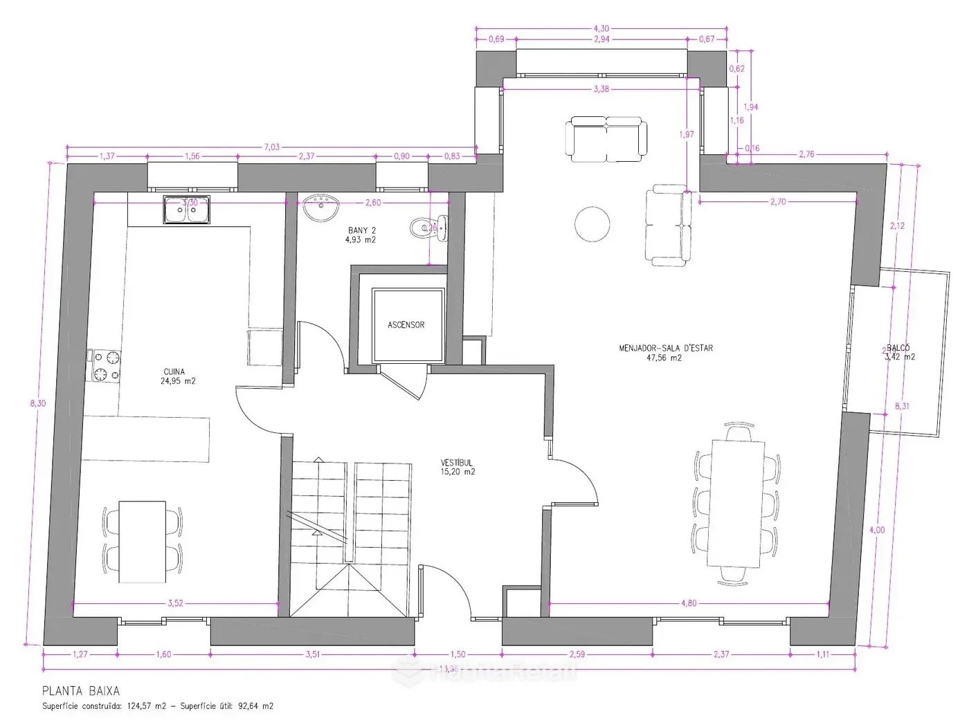 Casa principal · planta baja · 124,57 m²