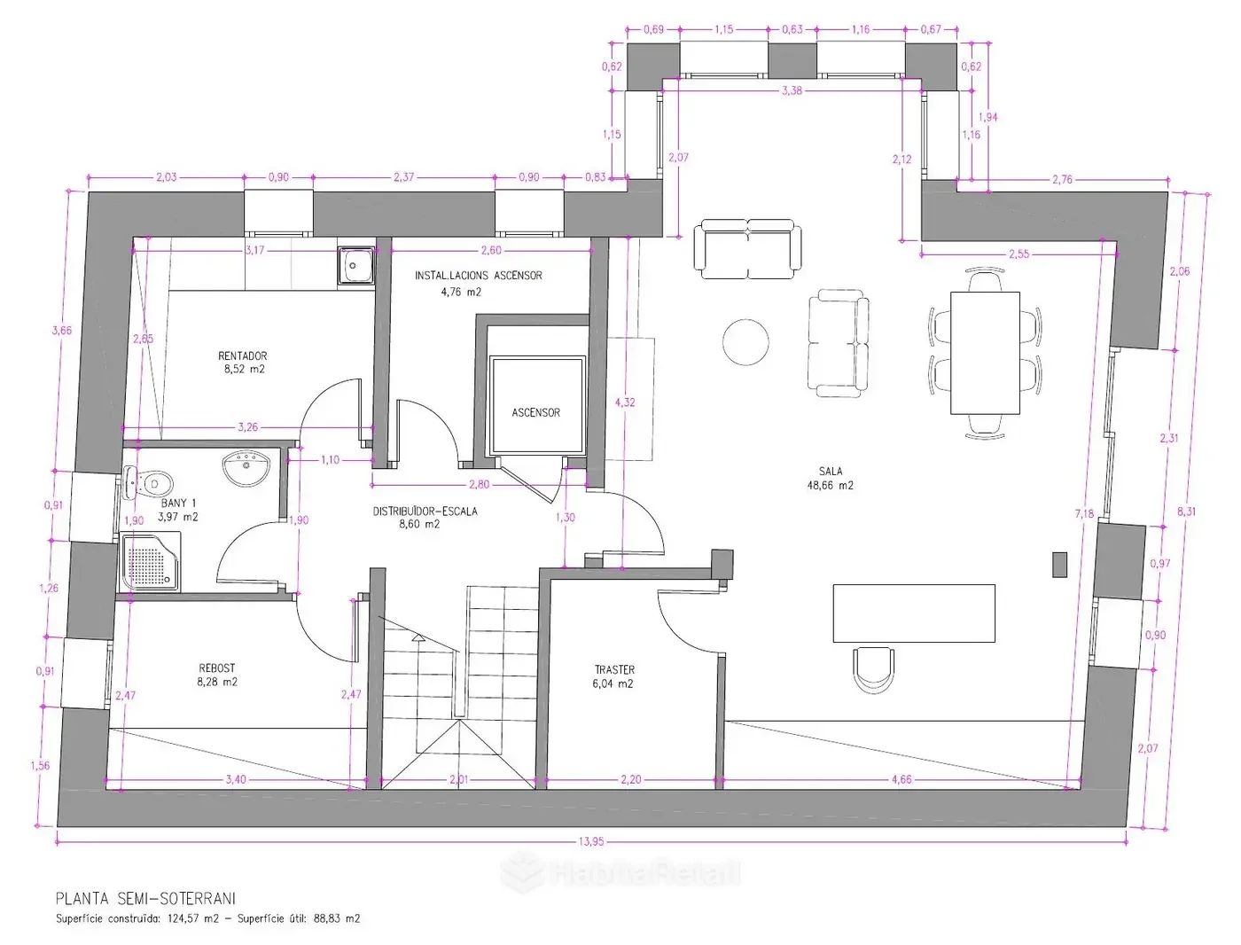 Casa principal · semisótano · 124,57 m²