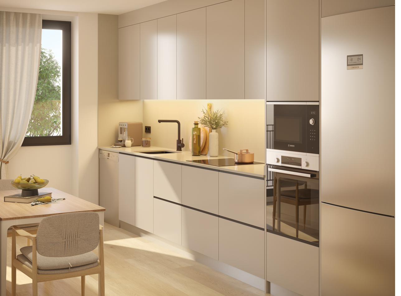 Cocina equipada de una vivienda tipo