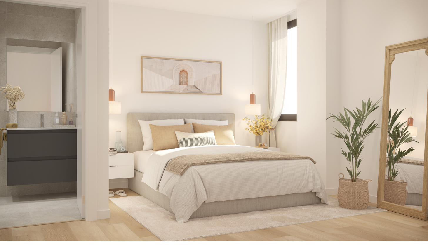 Dormitorio principal de una vivienda tipo