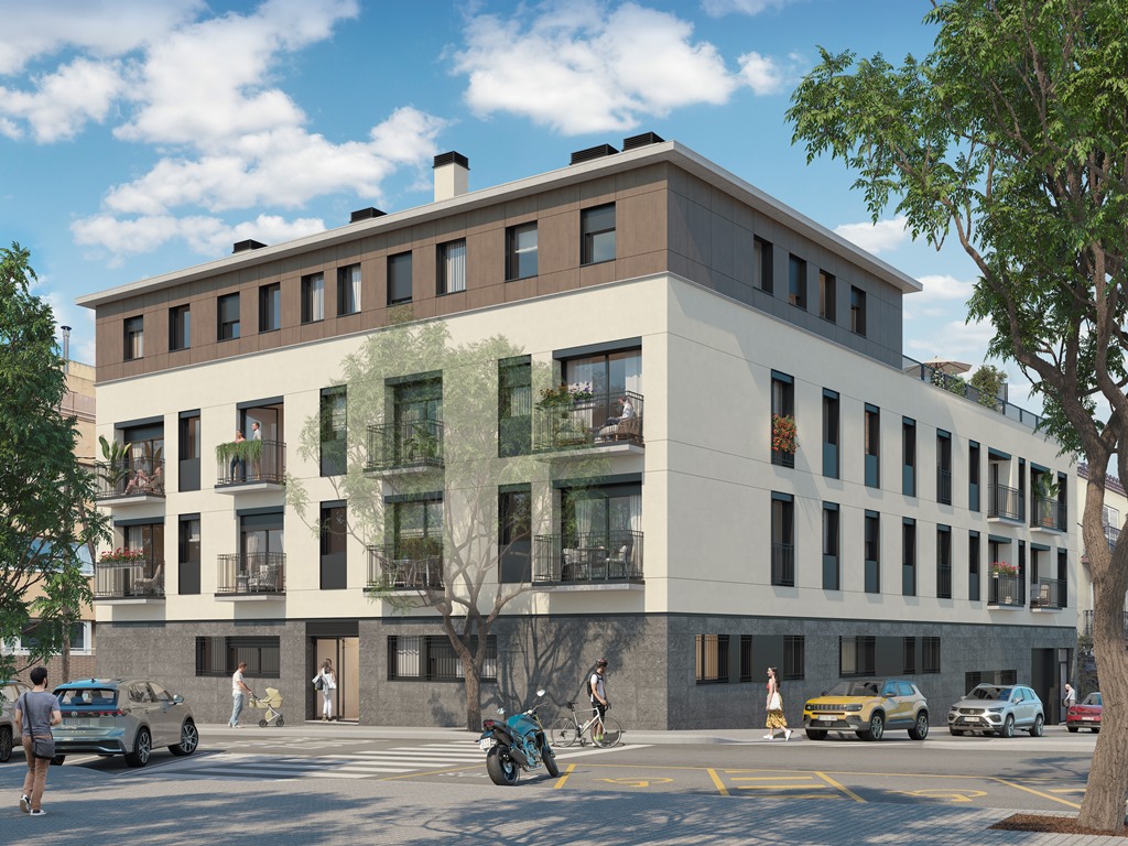 Fachada del edificio del Passeig de Sant Magí 20, en la esquina con la calle de Santa Joaquima